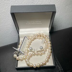 Gemma C New York Sterling Silver Cultured Pearls Necklace Set